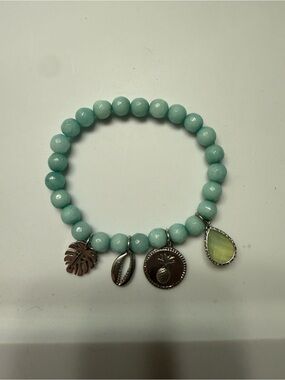 Aqua Beaded Charm Bracelet with Tropical Charms